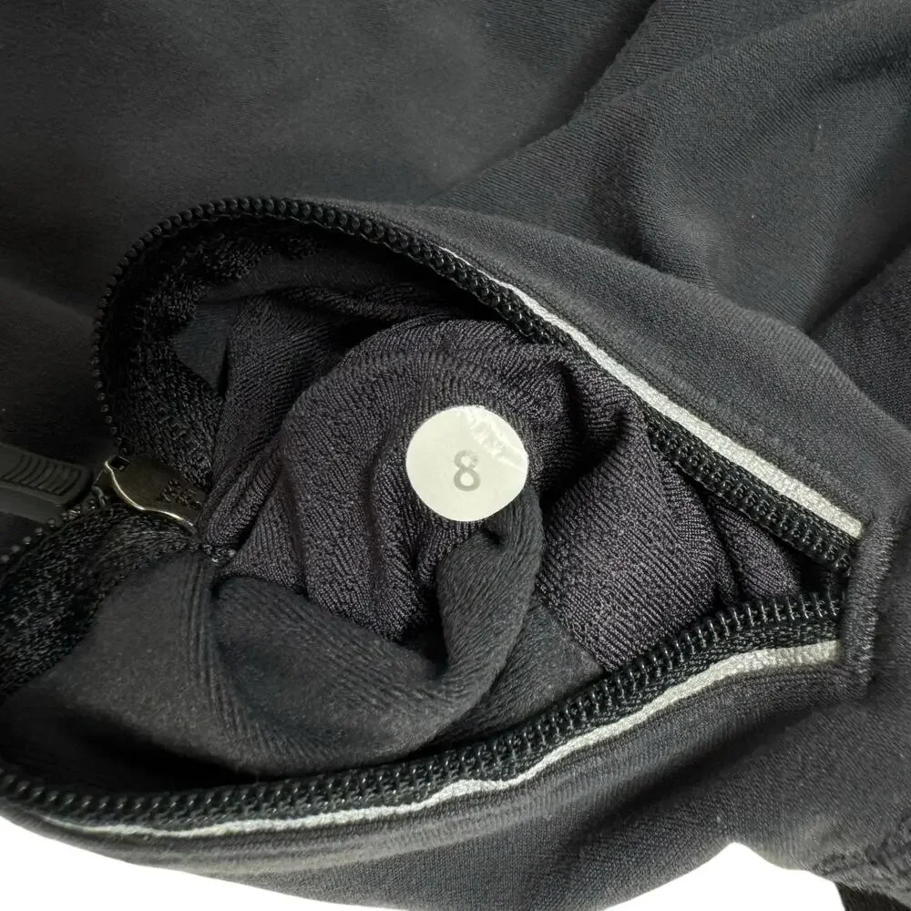 Vintage LULULEMON Gray Reflective Leggings Wide Waistband Size 8 Womens Midrise